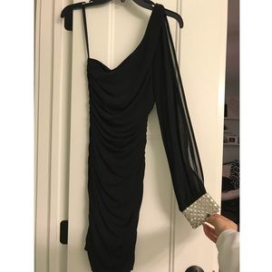One Sleeve Black Dress